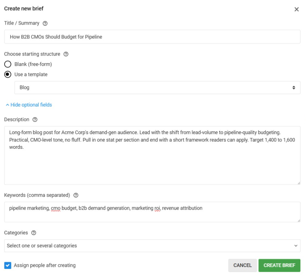 Content briefs and planning