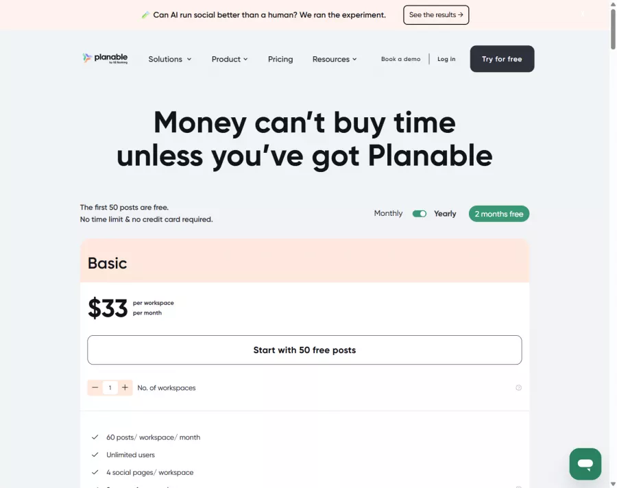 Planable pricing tiers screenshot